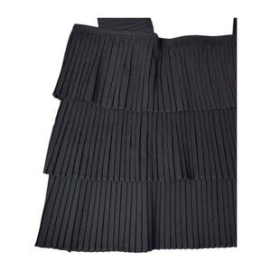 J. CREW Tank Top Womens M Black Pleated Pintuck Sleeveless Tiered Ruffle Blouse